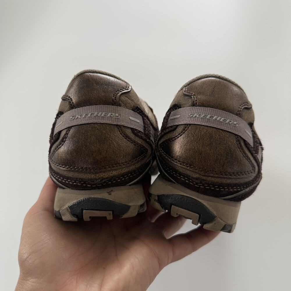 Skechers Sneaker Shoes Womens Size 8.5 Brown Leather Lace Up Walking Comfort - Picture 3 of 6